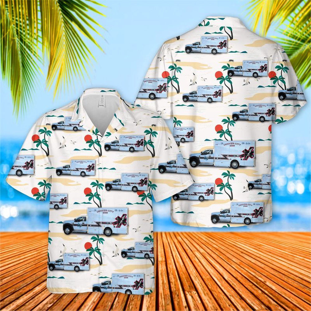Texas Hawaiian Shirt, US Texas Denver City EMS Hawaiian Shirt, EMS Hawaiian Shirt