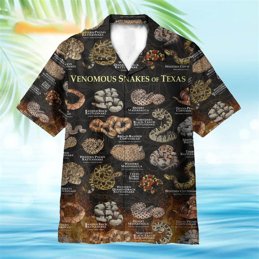Texas Hawaiian Shirt, Venomous Snakes Of Texas Hawaiian Shirt, Summer Beach Shirt