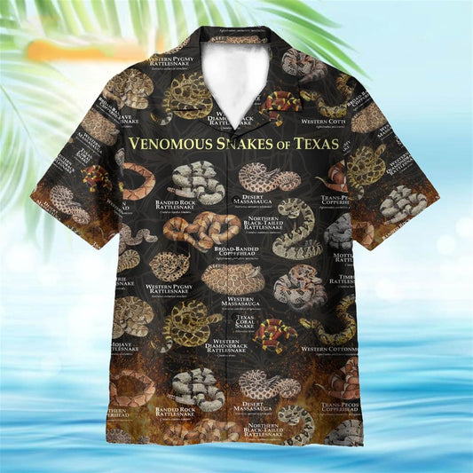 Texas Hawaiian Shirt, Venomous Snakes Of Texas Hawaiian Shirt, Summer Beach Shirt