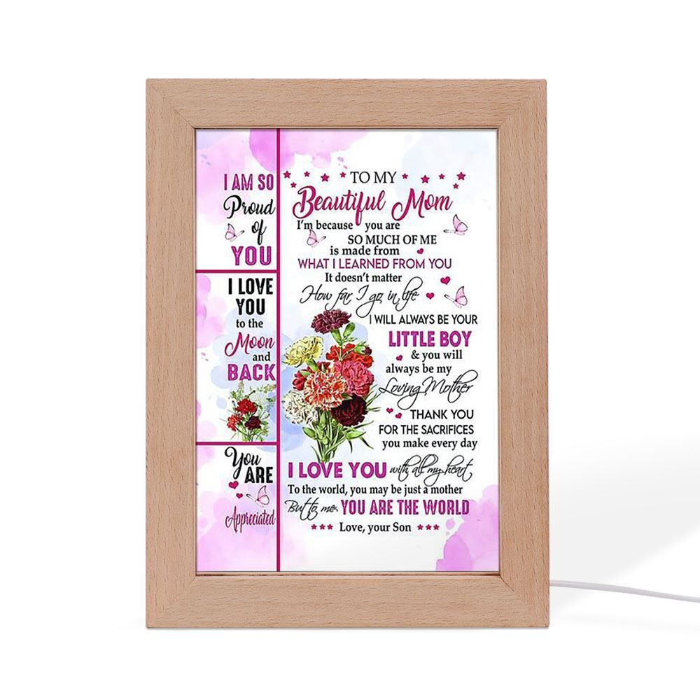 Thank You For All The Sacrifices Frame Lamp, Mother's Day Night Light, Best Mom Ever, Gift For Mom