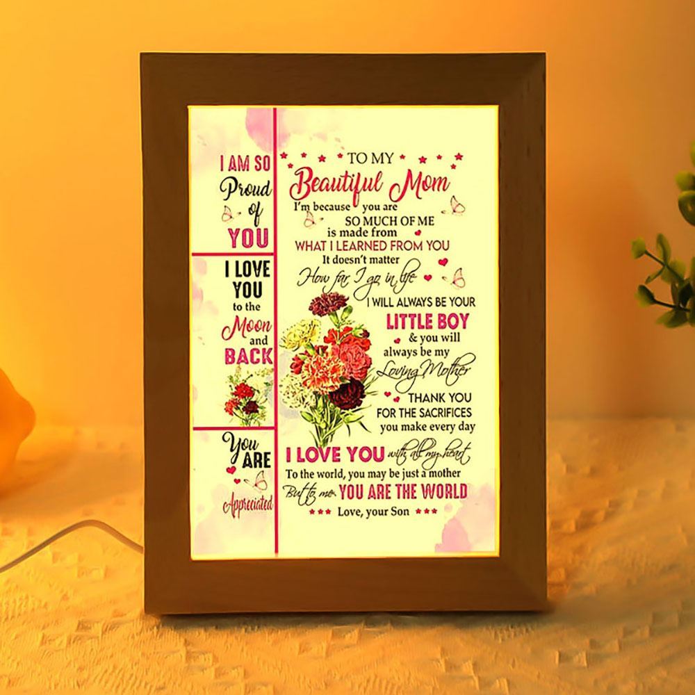 Thank You For All The Sacrifices Frame Lamp, Mother's Day Night Light, Best Mom Ever, Gift For Mom