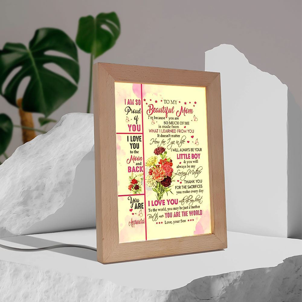 Thank You For All The Sacrifices Frame Lamp, Mother's Day Night Light, Best Mom Ever, Gift For Mom