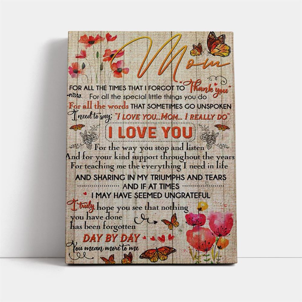 Thank You For Everything Mom Canvas, Mother's Day Canvas Art, Gift For Mom, Birthday Gift, Mother's Day Wall Art