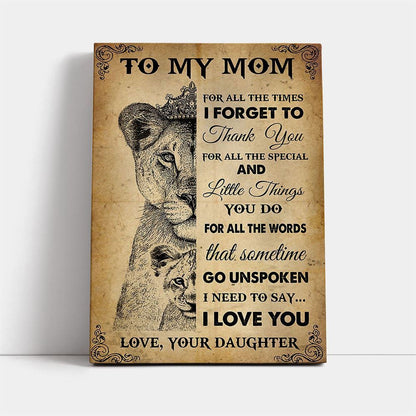Thank You Mom Canvas, Mother's Day Canvas Art, Gift For Mom, Birthday Gift, Mother's Day Wall Art