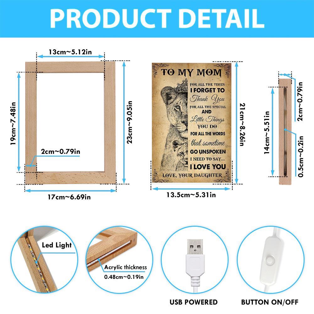 Thank You Mom Frame Lamp, Mother's Day Night Light, Best Mom Ever, Gift For Mom