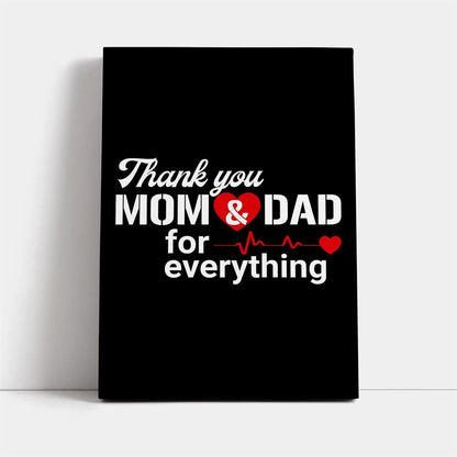 Thanks Mom And Dad Canvas, Mother's Day Canvas Art, Gift For Mom, Birthday Gift, Mother's Day Wall Art
