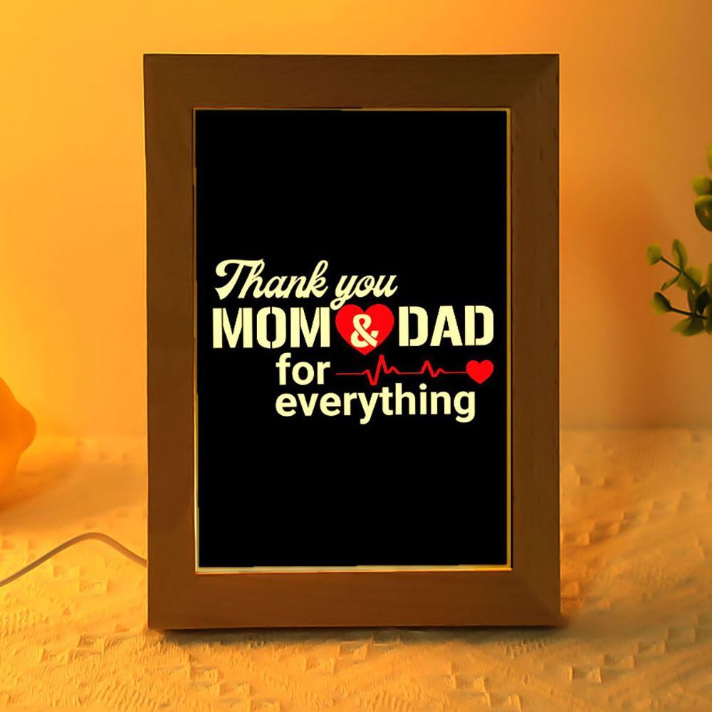 Thanks Mom And Dad Frame Lamp, Mother's Day Night Light, Best Mom Ever, Gift For Mom