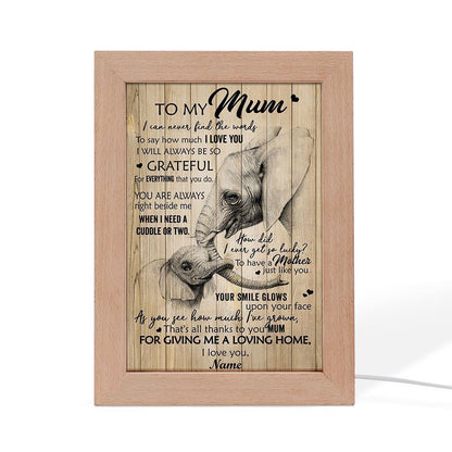 Thanks To You Mum Elephant Frame Lamp, Mother's Day Night Light, Best Mom Ever, Gift For Mom