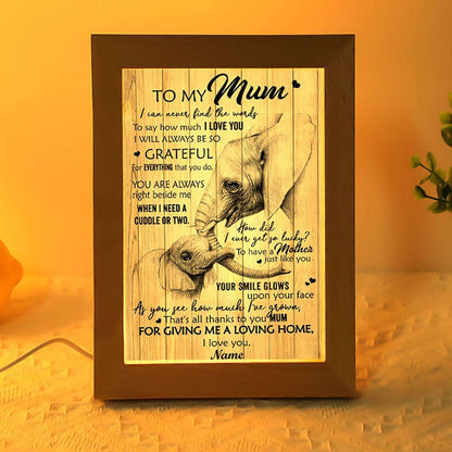 Thanks To You Mum Elephant Frame Lamp, Mother's Day Night Light, Best Mom Ever, Gift For Mom