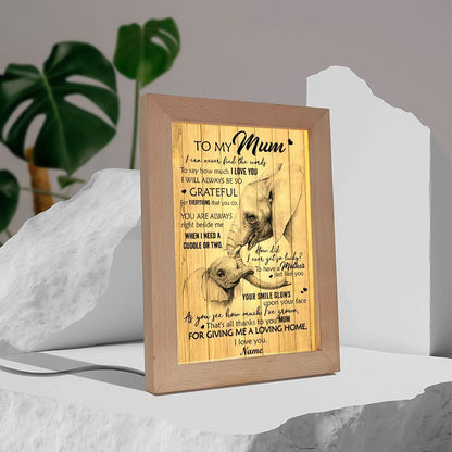 Thanks To You Mum Elephant Frame Lamp, Mother's Day Night Light, Best Mom Ever, Gift For Mom