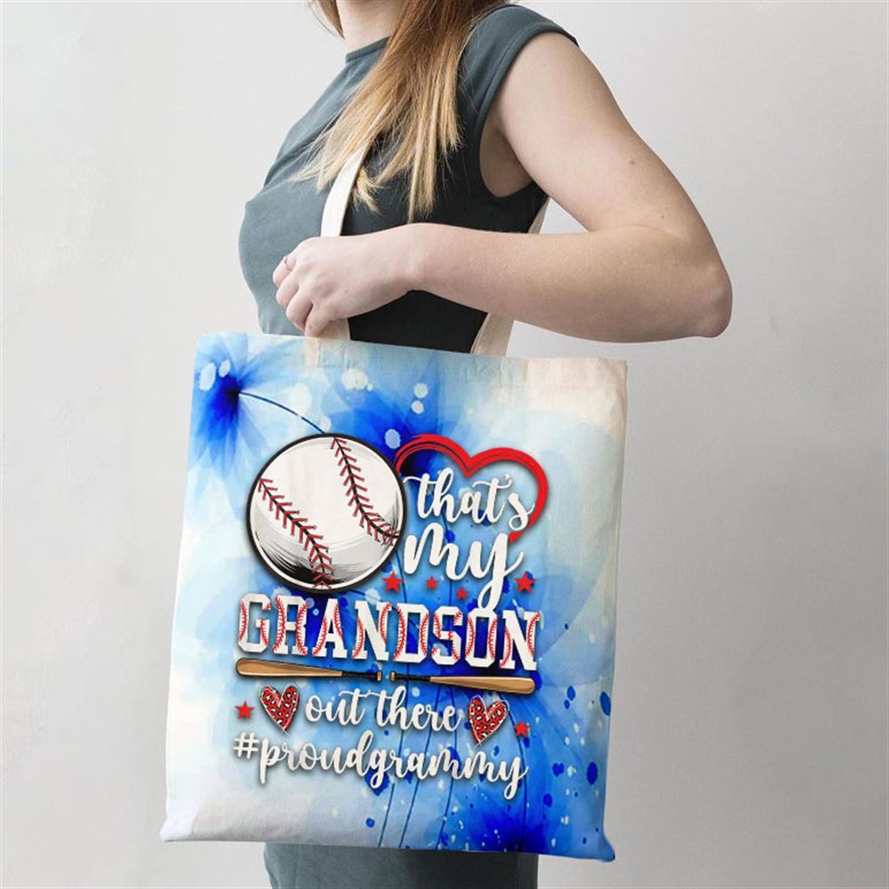 Thats My Grandson Baseball Grammy Of A Baseball Player Tote Bag, Women Tote Bag, Canvas Tote Bag, Printed Tote Bag
