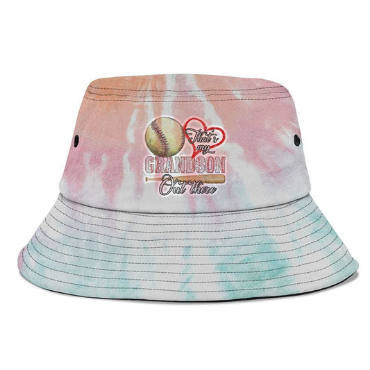 Thats My Grandson Out There Baseball Grandma Bucket Hat, Mother's Day Bucker Hat, Tie Dye Bucket Hat, Women's Sun Hats