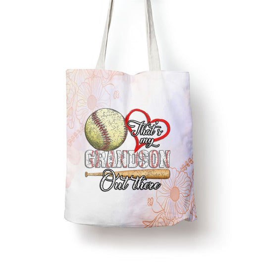 Thats My Grandson Out There Baseball Grandma Mothers Day Tote Bag, Women Tote Bag, Canvas Tote Bag, Printed Tote Bag