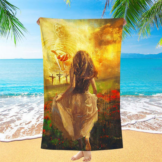 The Girl Running To God Beach Towel - Christian Beach Towel - Religious Beach Towel