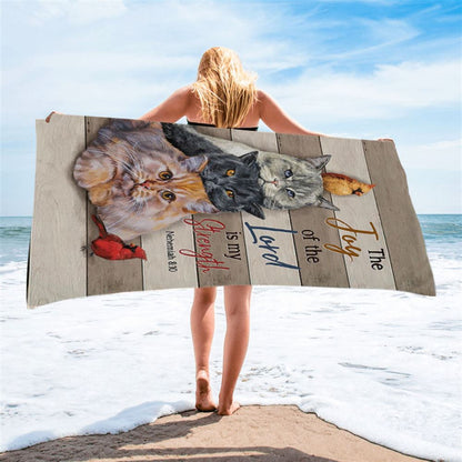 The Joy Of The Lord Is My Strength Beach Towel - Angry Cat Cardinal Painting Beach Towel - Christian Beach Towel