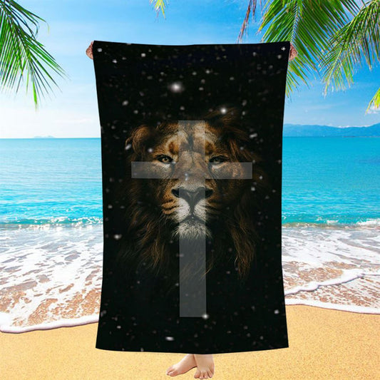 The Lion King Cross Beach Towel - Lion Beach Towel - Christian Inspirational Beach Towel