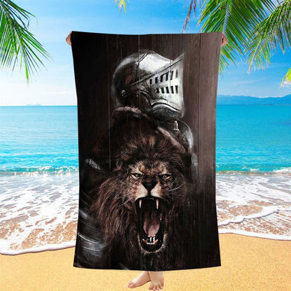 The Lion Of Judah Warrior Of Christ Beach Towel - Christian Art - Bible Verse Beach Towel - Religious Beach Towel