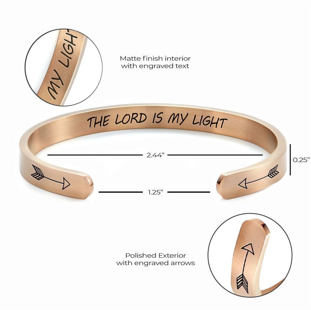 The Lord Is My Light Personalized Cuff Bracelet, Christian Bracelet For Women, Bible Verse Bracelet, Christian Jewelry