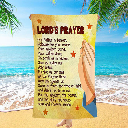 The Lord's Prayer Kid's Scripture Beach Towel Print - Christian Beach Towel Decor