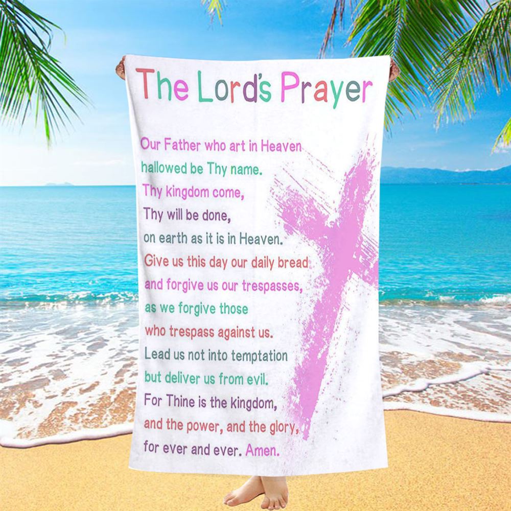 The Lords Prayer Bible Verse Beach Towel - Christian Gifts For Toddler Or Baby Boys Bedroom - Christian Beach Towel Decor