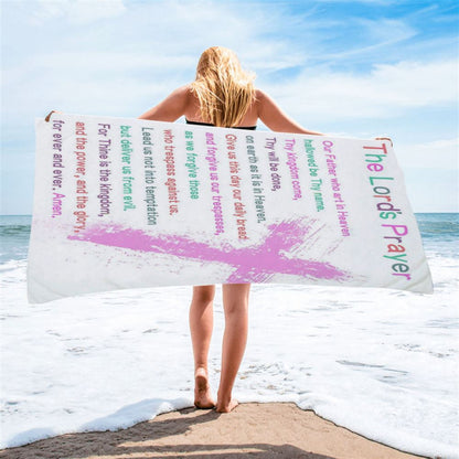 The Lords Prayer Bible Verse Beach Towel - Christian Gifts For Toddler Or Baby Boys Bedroom - Christian Beach Towel Decor
