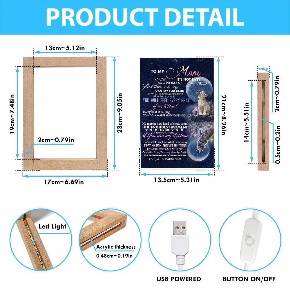 The Proundest Moment For Me Frame Lamp, Mother's Day Night Light, Best Mom Ever, Gift For Mom