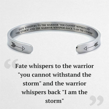 The Warrior Whispers Back I Am The Storm Personalized Cuff Bracelet, Christian Bracelet For Women, Bible Verse Bracelet, Christian Jewelry
