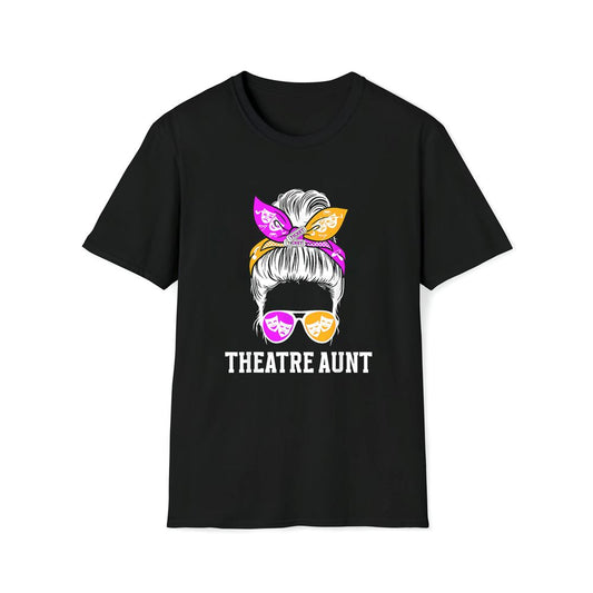 Theatre Aunt Messy Bun Theatre Actress Aunt Theater Auntie Premium T Shirt, Mother's Day Premium T Shirt, Mother's Day Gift, Mom Shirt
