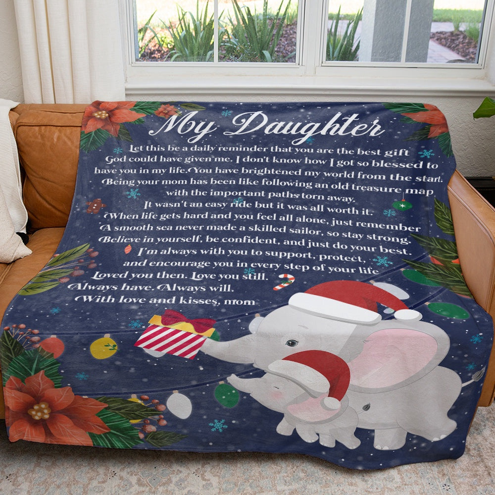 Thoughtful Christmas Gift Ideas Elephant Blanket For Daughter, Christmas Wishes Blanket For Daughter From Mom Blanket, Christmas Blanket