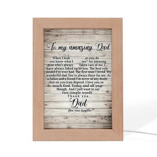 To My Amazing Dad Heart Shaped Love You Your Daughter Frame Lamp, Mother's Day Night Light, Best Mom Ever, Gift For Mom