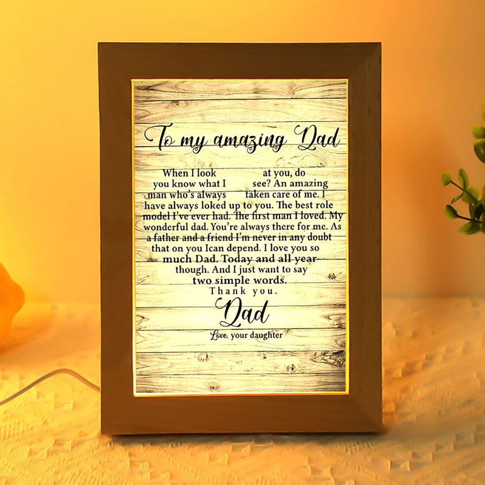 To My Amazing Dad Heart Shaped Love You Your Daughter Frame Lamp, Mother's Day Night Light, Best Mom Ever, Gift For Mom