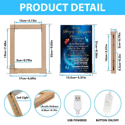 To My Amazing Daughter Butterflies - Love Your Mom Vertical Frame Lamp, Mother's Day Night Light, Best Mom Ever, Gift For Mom