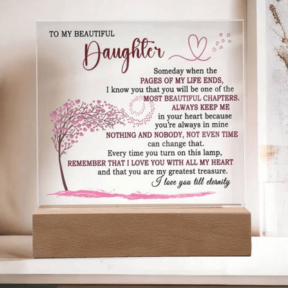 To My Beautiful Daughter Night Light, Keepsake Gift For Daughter, Mother's Day Led Light, Mom Gift