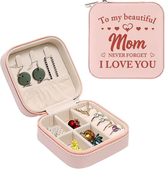 To My Beautiful Mom Travel Jewelry Box for Women Fashion, Gift For Woman's Day, Mother's Day Jewelry Case, Gift For Her