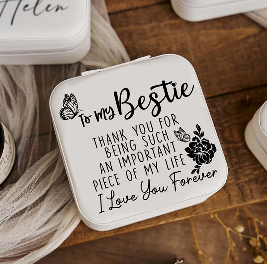 To My Bestie An Important Piece Of My Life Jewelry Box, Gift For Best Friends, Mother's Day Jewelry Case, Gift For Her