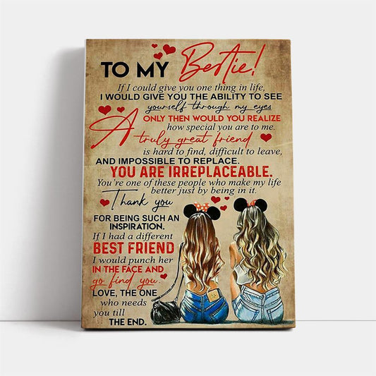 To My Bestie Best Friend Canvas, Mother's Day Canvas Art, Gift For Mom, Birthday Gift, Mother's Day Wall Art