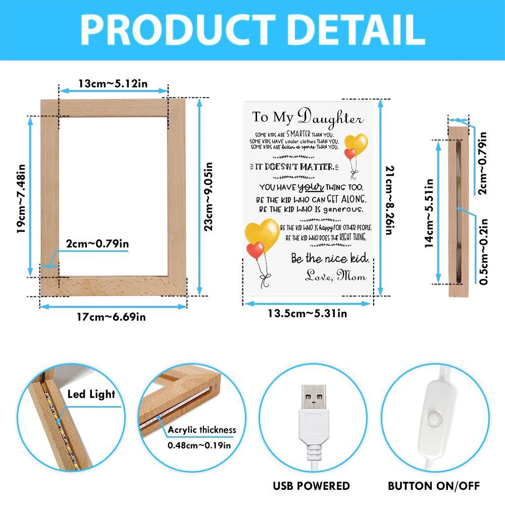 To My Daughter From Mom Vertical Frame Lamp, Mother's Day Night Light, Best Mom Ever, Gift For Mom