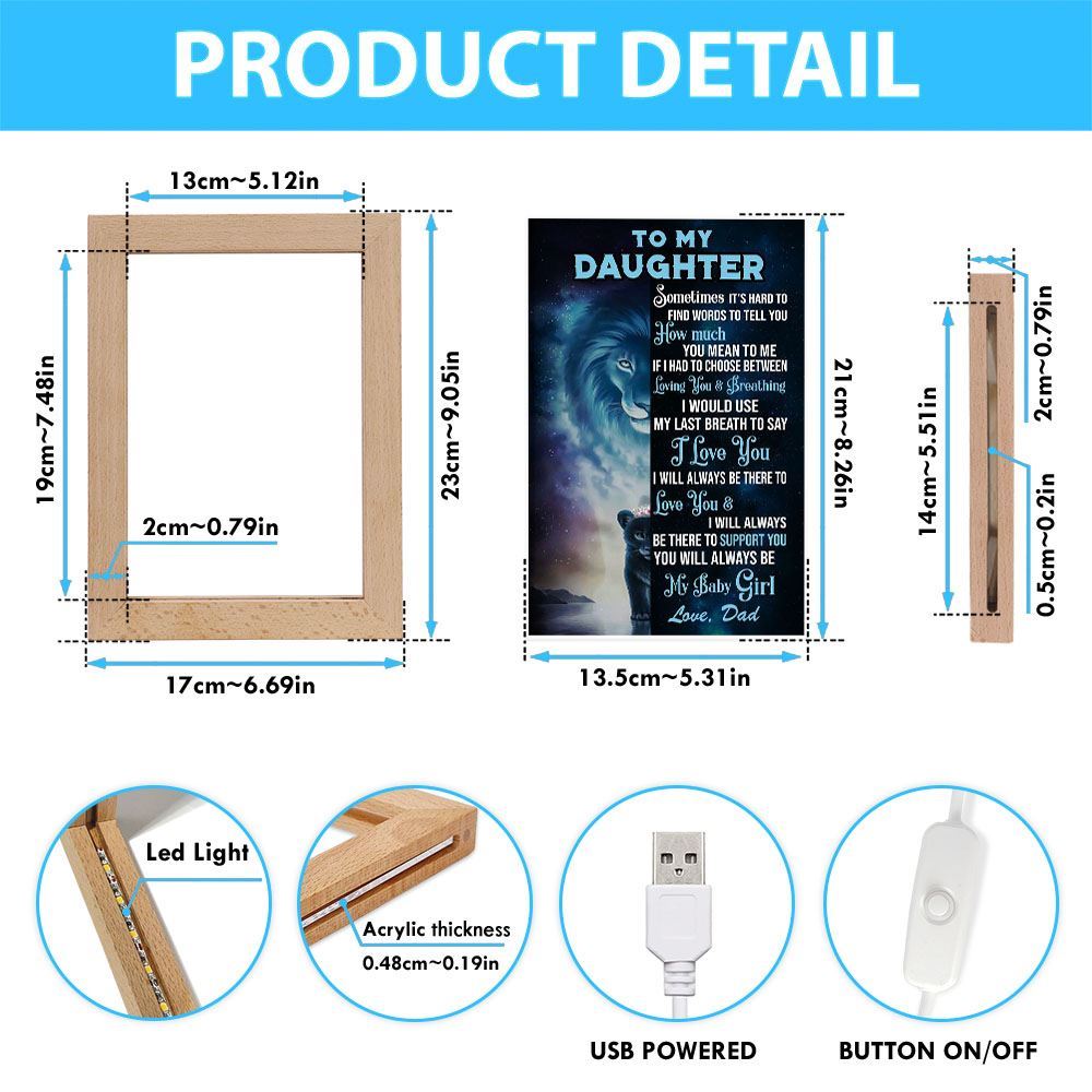 To My Daughter My Baby Girl Frame Lamp, Mother's Day Night Light, Best Mom Ever, Gift For Mom