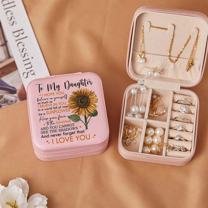 To My Daughter Sunflower Jewelry Box, Gift For Daughter From Mom Dad, Mother's Day Jewelry Case, Gift For Her