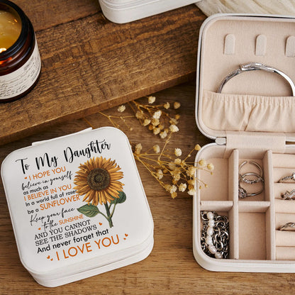 To My Daughter Sunflower Jewelry Box, Gift For Daughter From Mom Dad, Mother's Day Jewelry Case, Gift For Her