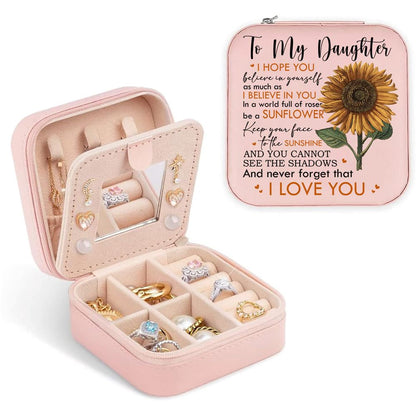To My Daughter Sunflower Jewelry Box, Gift For Daughter From Mom Dad, Mother's Day Jewelry Case, Gift For Her