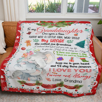 To My Granddaughter Christmas Gift Blanket, Christmas There Was A Little Elephant Girl Stole Grandma Heart Blanket, Christmas Blanket