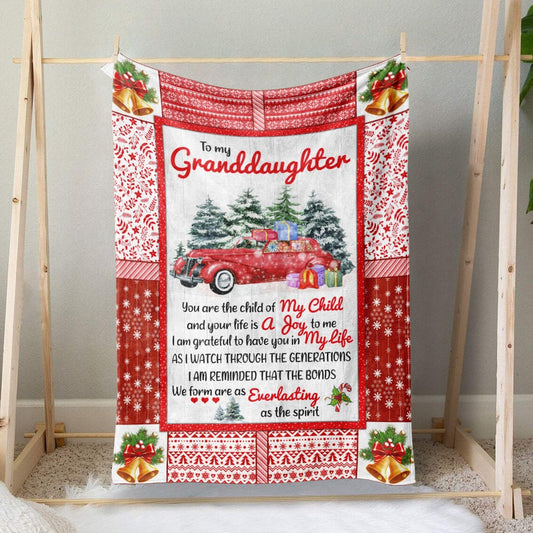To My Granddaughter Red Christmas Car Blanket, I Am Grateful To Have You Blanket, Christmas Blanket