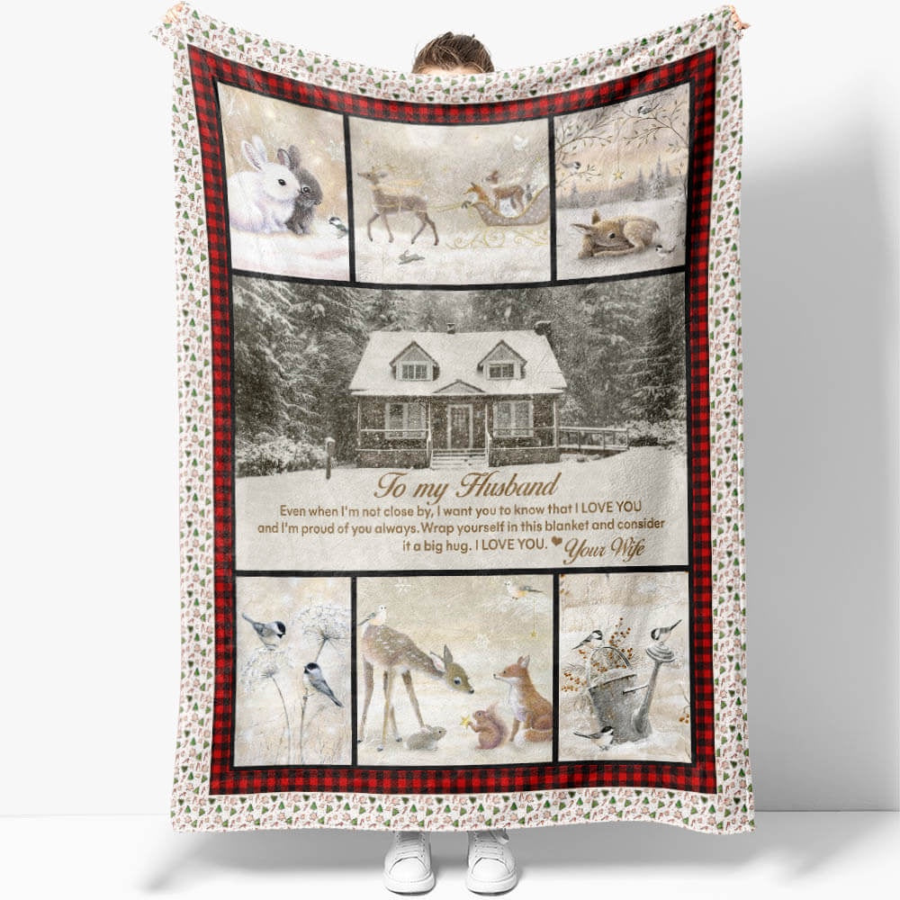To My Husband Christmas Blanket, Long Distance Christmas Blanket Gift From Wife Blanket, Christmas Blanket