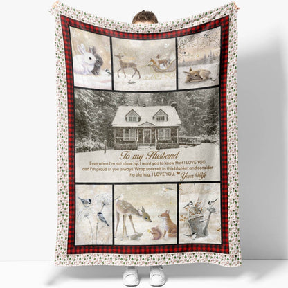 To My Husband Christmas Blanket, Long Distance Christmas Blanket Gift From Wife Blanket, Christmas Blanket