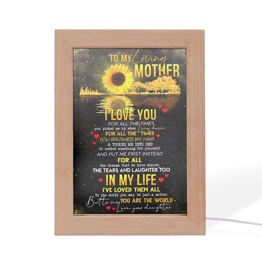 To My Loving Mother From Daughter Frame Lamp, Mother's Day Night Light, Best Mom Ever, Gift For Mom