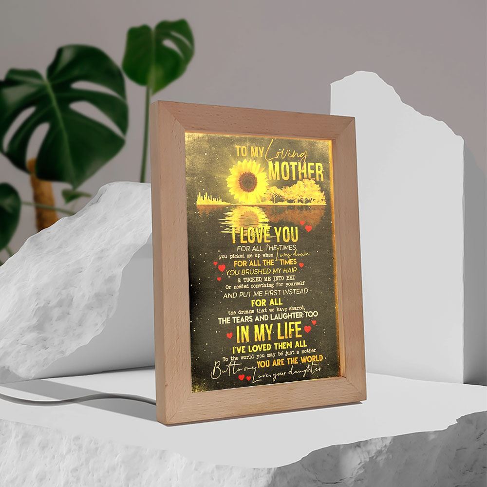 To My Loving Mother From Daughter Frame Lamp, Mother's Day Night Light, Best Mom Ever, Gift For Mom