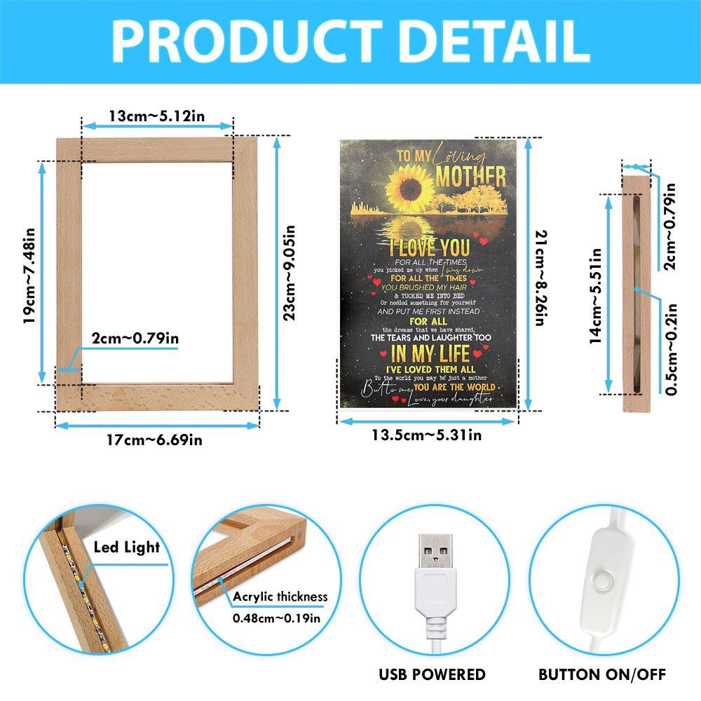 To My Loving Mother From Daughter Frame Lamp, Mother's Day Night Light, Best Mom Ever, Gift For Mom