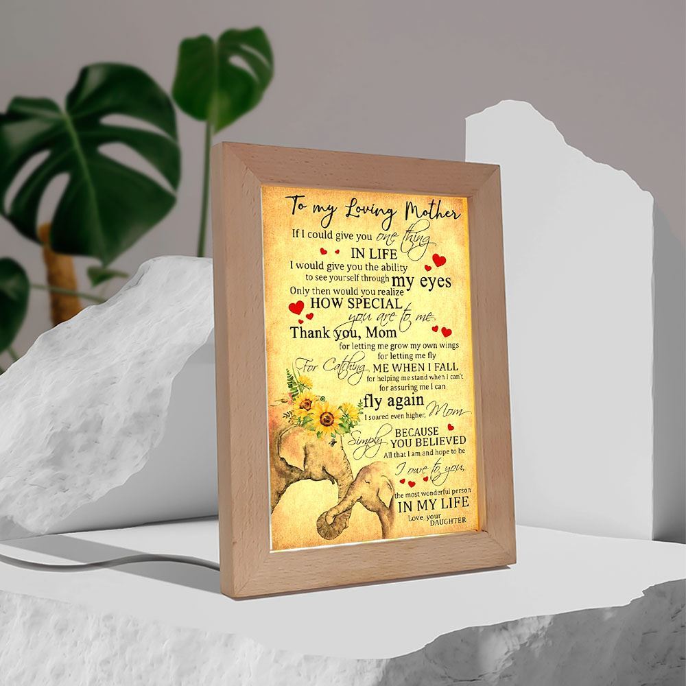 To My Loving Mother The Most Wonderful Person In My Life Elephant Frame Lamp, Mother's Day Night Light, Best Mom Ever, Gift For Mom