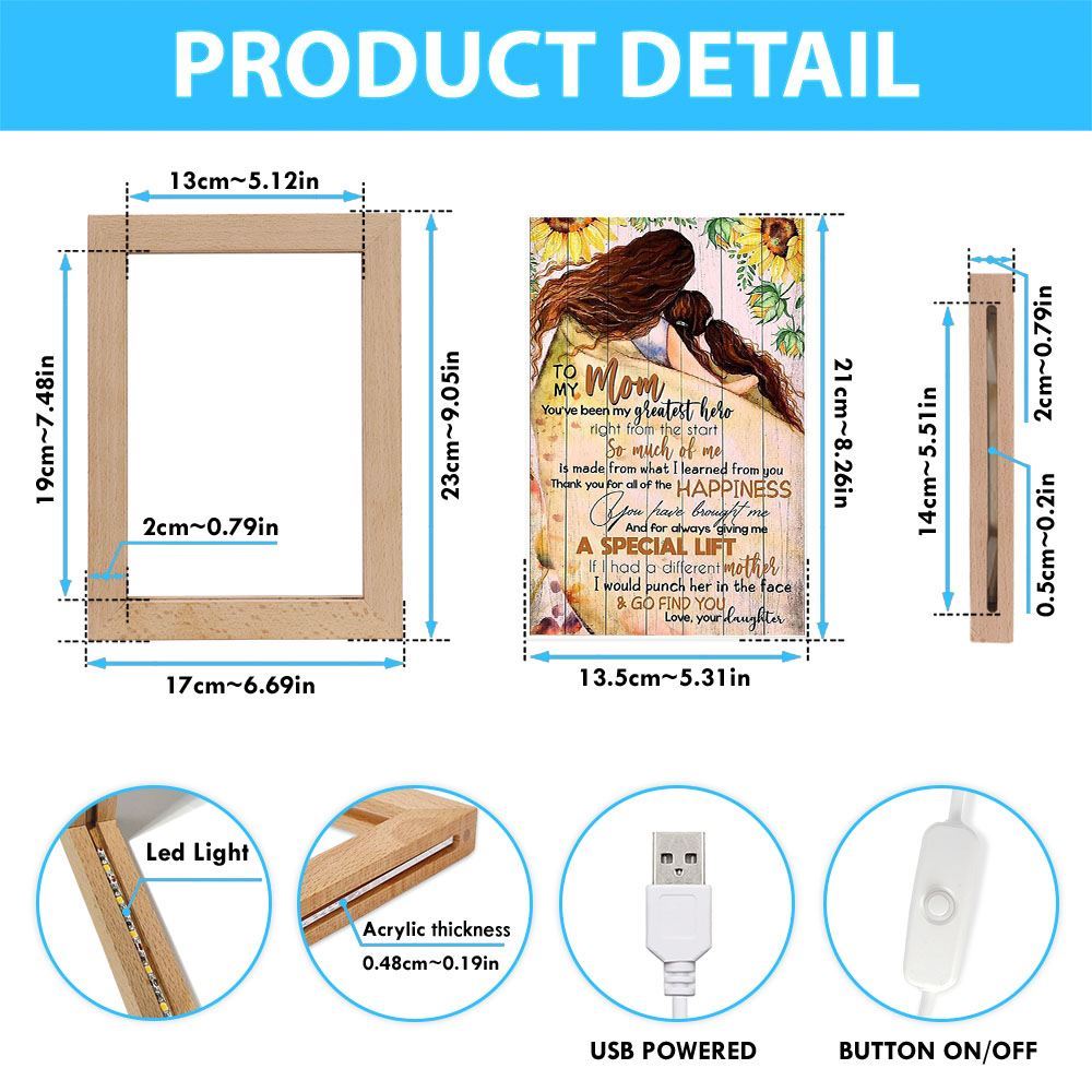 To My Mom Frame Lamp Mother's Day Gifts Mom Frame Lamp, Mother's Day Night Light, Best Mom Ever, Gift For Mom